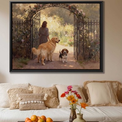 Golden Retriever Garden Dog Canvas Print Oil Painting Animal Artwork Wall Decor