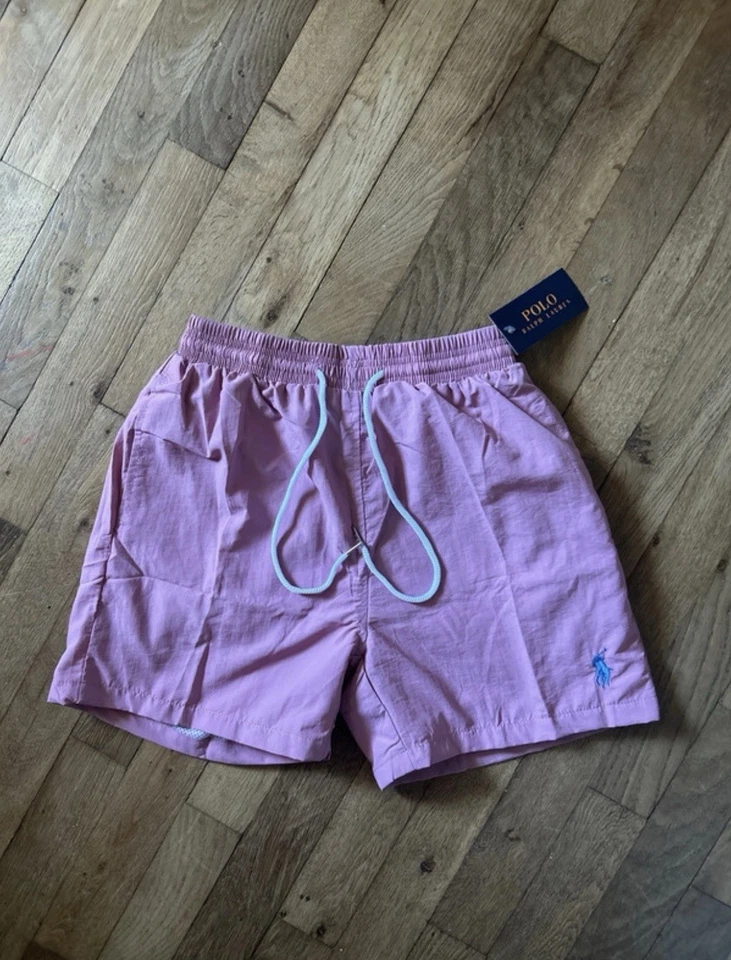 Polo by Ralph Lauren Short de bain homme M rose uni avec doublure - Photo 1/4
