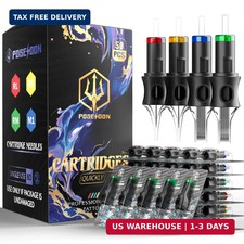 poseidon 50pcs tattoo cartridge needles assorted mixed size 12 round liner s...
