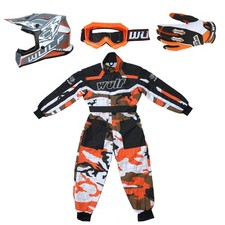 Wulfsport Air-X Orange Kids Motocross Helmet Gloves Goggles Race Suit 4 IN 1 Set