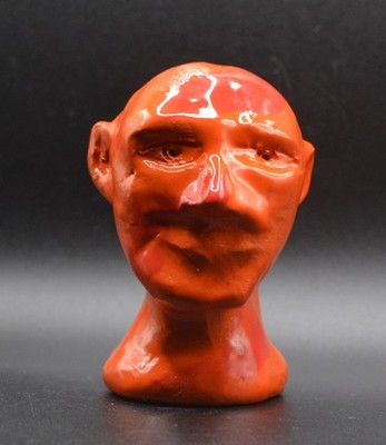 ''Tribal Marble Man'' - Experimental Original Clay Sculpture. Hand made & glazed.