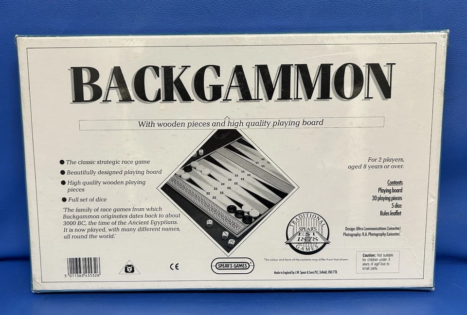 Vintage Spears Backgammon Family Board Game - Wooden Pieces - 1990 - New Sealed - Image 2 of 4