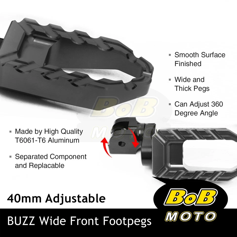 Clavijas de pie de piloto BUZZ 40 mm extensibles para Honda CBR600 CBR900RR CBR929RR CBR954RR Foto 3 de 4