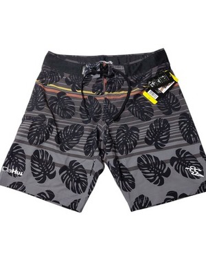 New Da Hui Hawaii Board Short Black Leaf Swim Surf Men's Size 32