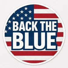 Back The Blue (support Ice) 3” Round Sticker For Tumbler Or Laptop