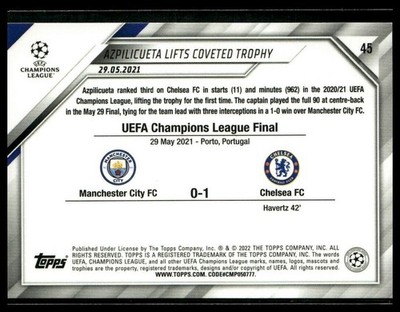 2021-22 Topps UEFA Champions League #45 2020/21 Title Winners TW