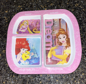 Disney Princess Belle, Ariel & Rapunzel "Dream" divided child melamine plate