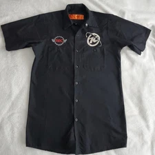 Red Kap Kona Bicycles Bikes Work Shirt Button Up Black Short Sleeve Size S