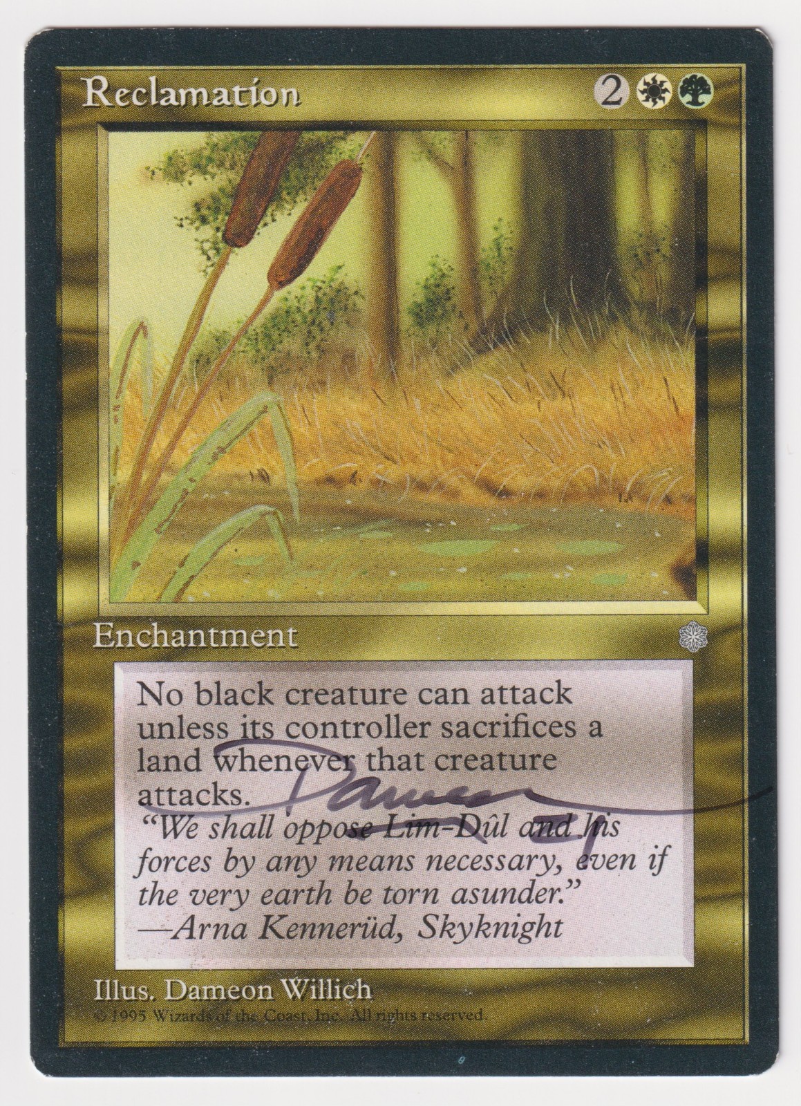 Signed Reclamation LP Ice Age Artist Dameon Willich 1995 MTG Magic Misprint Rare