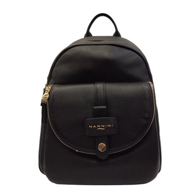 Nannini Firenze Damen Rucksack aus schwarzem gehämmertem Leder