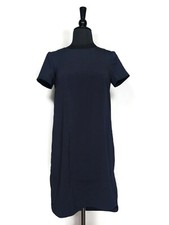 H&M Navy Blue Short Sleeve Keyhole Back Shift Dress Size 4 NWT