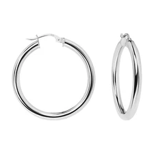 925 Sterling Silver Small 30MM Hoop Earrings Men Women Children 3MM Thick