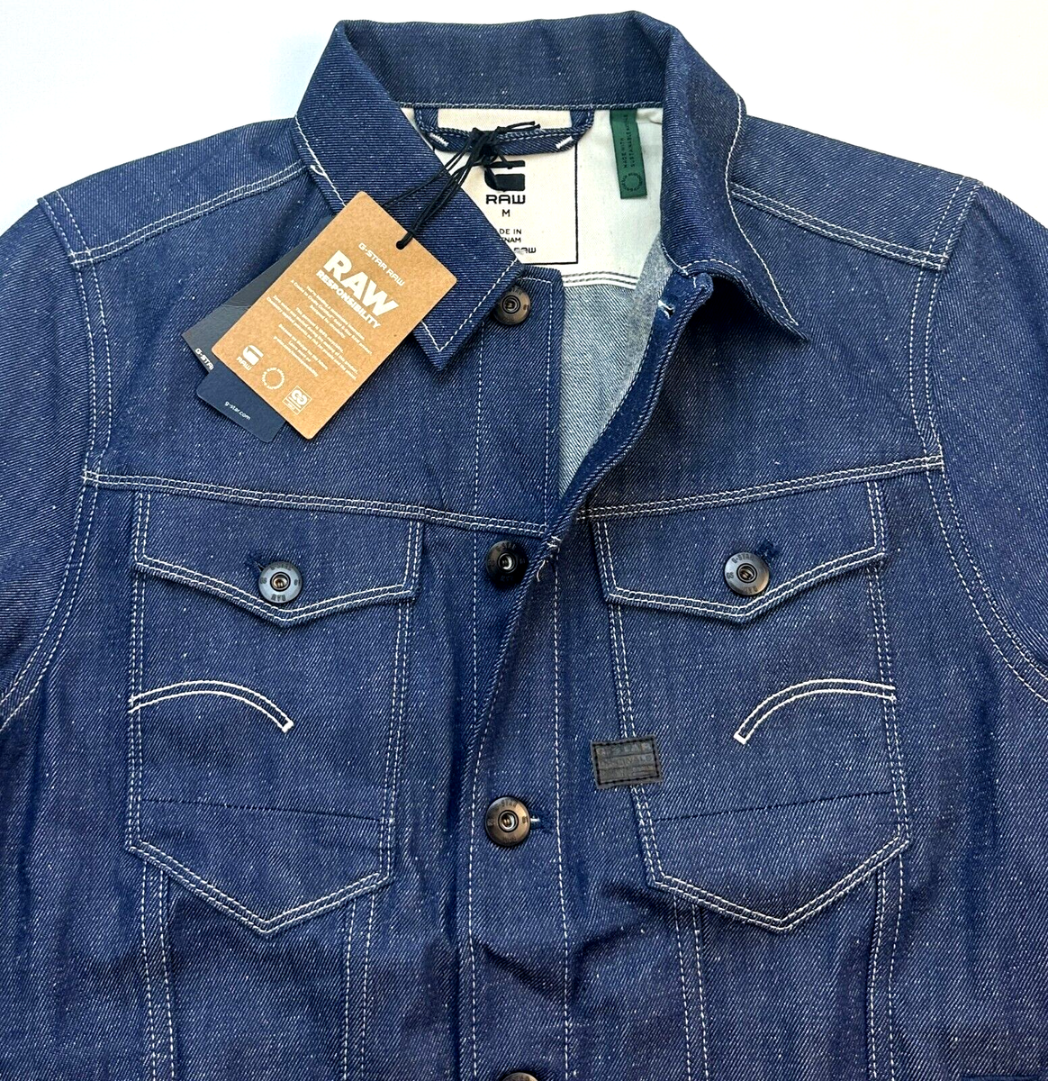 G-STAR Raw Denim Jacket Organic 100% Cotton Men's Size M Arc G-STAR Raw Denim Jacket Organic 100% Cotton Men's Size M Arc