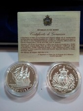 SAN MARINO:ANNO 1995:DITTICO DI MONETE DEDICATE ALLA NAVE VESPUCCI IN   FS PROOF