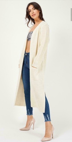 Ladies longline knitted open front maxi with pockets Women knitted cardigan 8-16 - Picture 24 of 25