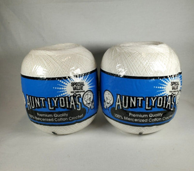 Lot of 2 NEW Aunt Lydia's Premium Cotton Crochet Thread 1000 Yds Read Details
