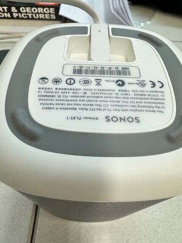 Sonos PLAY:1 Compact WiFi Enabled White Speaker with Original Power Cable Used - Picture 5 of 6