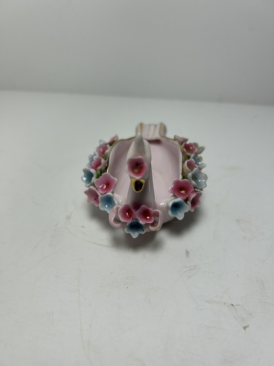 Vintage Small Glass Swan With Flowers Made In Japan 807 Stamped | eBay