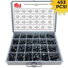 Alloy Allen Socket Head Cap Screws Bolts Coarse Black Oxide Assortment - 453 PCS