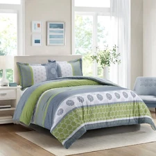 Serene Comforter Set: 1 Comforter + 2 Pillow Shams 100% Cotton Shell