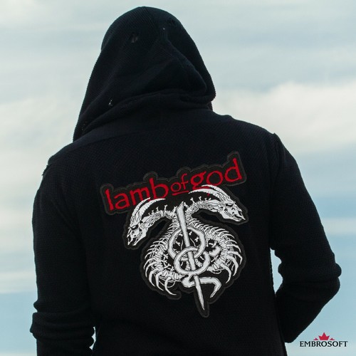 Lamb of God Large Patch, Dragon Skulls, LoG Rock Band Embroidered Logo, 2 colors - Picture 3 of 31
