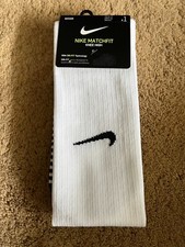 Nike Matchfit Knee High Football Soccer Socks White Black Size Medium 1 Pair