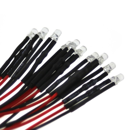 LED 10x3mm, 5volt, bianco caldo (3000K); con cavo 20cm e preresistenza - Foto 3 di 4