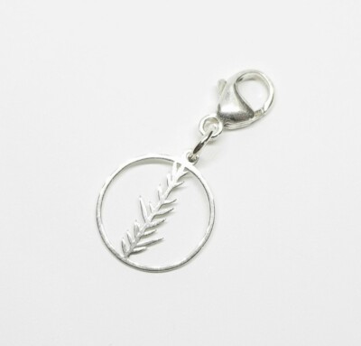 Sterling Silber 925 Tannenblatt Clip Charm Anhänger Schlüsselanhänger Handarbeit Geschenk