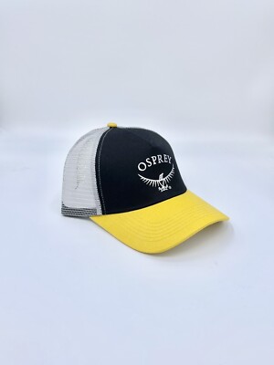 Osprey Logo Trucker Hat SnapBack Black Yellow Silver Adult OS New NWT