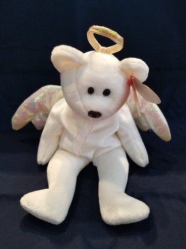 ty beanie baby ~ halo white angel bear w/ wings plush stuffed