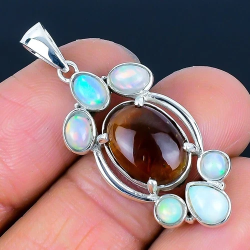 Baltic Amber Gemstone Elegant Artisan Wedding Pendant Jewelry Sterling Silver