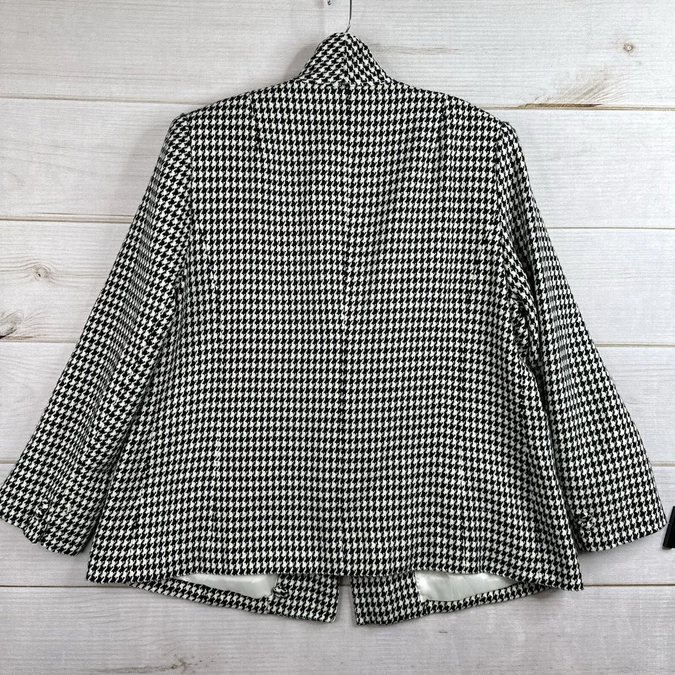 Chaqueta Blazer De Colección Sam's Tailor Para Mujer Negra Crema Lana Pata de Gallo Abrigo Militar Foto 2 de 4