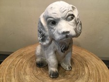 CEMENT CONCRETE PUPPY DOG ORNAMENT MEMORIAL GARDEN STATUE OUTDOOR / INDOOR