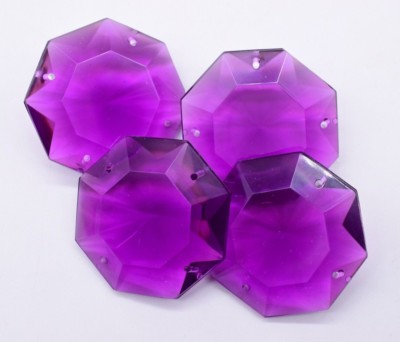 Purple Faceted Connector Hexagon Shape Charm Jewelry Findings 39 mm Vintage