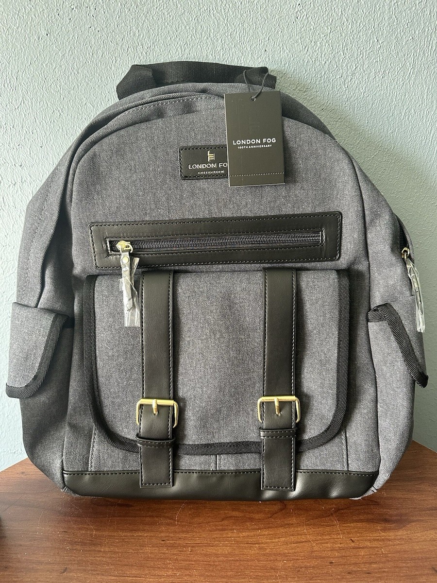 London Fog Collection Canvas Backpack Gray Denim Unisex 