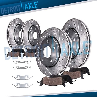 Front & Rear Drilled Rotors Brake Pads Kit for Dodge Durango Jeep Grand Cherokee