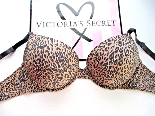VICTORIA'S SECRET PINK Super Push-Up Bra Leopard VS 34C 34D 38B 38C 38D 40B 40DD - Picture 4 of 9