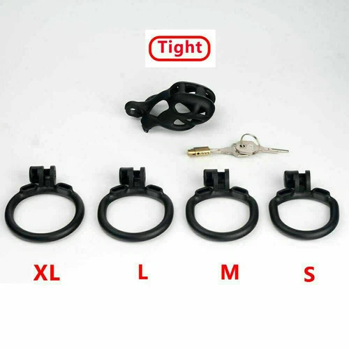 Male Cobra Resin Chastity Cage Lock Device Kit with 4 Rings Virginity Device - Picture 8 of 11