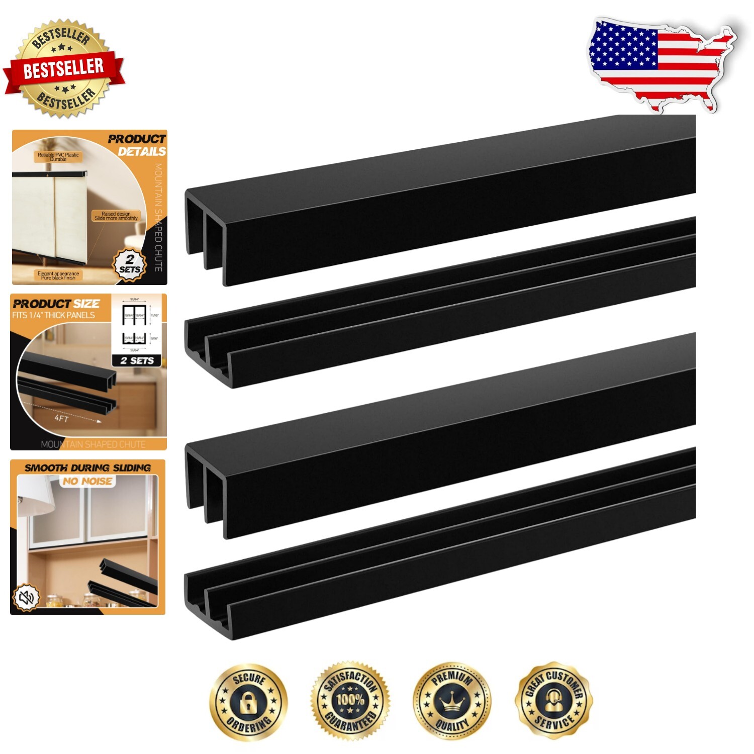 Comprehensive 4' Sliding Door Track System - Durable PVC for Smooth Operation