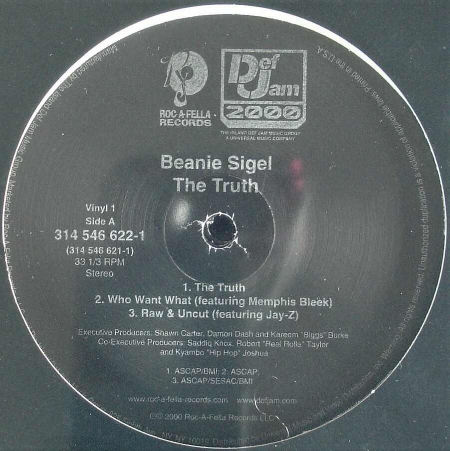 BEANIE SIGEL "THE TRUTH" 2000 2X VINYL LP ALBUM PROMO CLEAN DEF 3951