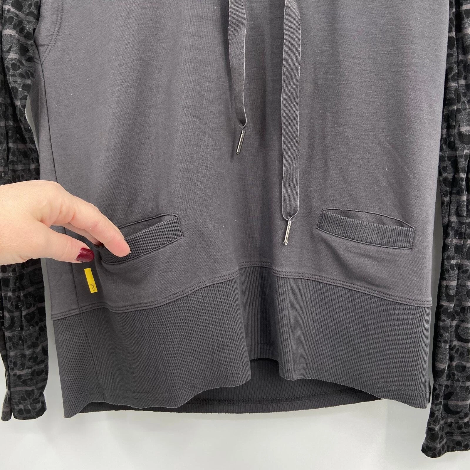 lole pullover drawstring burnout sleeves sweatshirt