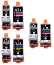 6 Pack PGI-35 CLI-36 Ink Tanks Combo  for Canon Pixma iP100 iP110 TR150 Printer