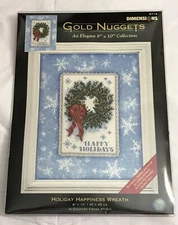Dimensions Gold Nuggets HOLIDAY HAPPINESS WREATH Counted Cross Stitch Kit #8719