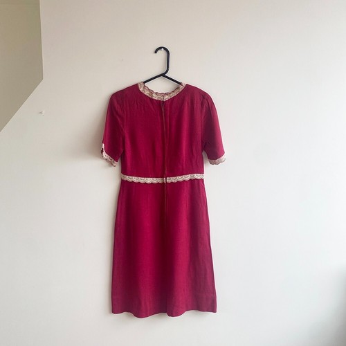 1960er Jackie O Mod fuchsia rosa Etuikleid von Stacy Ames / UK Größe 10-12 - Bild 6 von 8