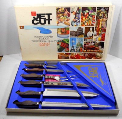 vintage 6 Pcs Japan made Lifetime Cutlery Jet Cut D 400 knife fork carving set