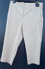 NWT M S UK 16 SLIM W36 Beige Stretch Cotton Blend Cropped Trousers L22