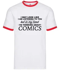 In My Head I'm Comics - Mens Ringer - Graphic Novel Superhero Pop Art Fan