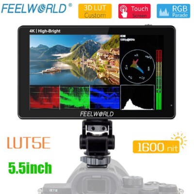 FEELWORLD LUT5E 5.5'' Touch Screen Field Monitor 1600nit 4K HDMI For DSLR Cameras