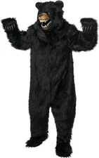 Deluxe Grizzly Bear With Ani-Motion  Mask Moveable Jaw Adult Costume- Black