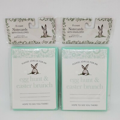 Lot of 2: Design Group Easter Brunch Egg Hunt Invitation Cards W Envelopes NEW